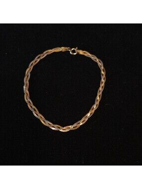 Vintage 7 1/2" Milor Sterling Silver Tri-Color Bracelet
